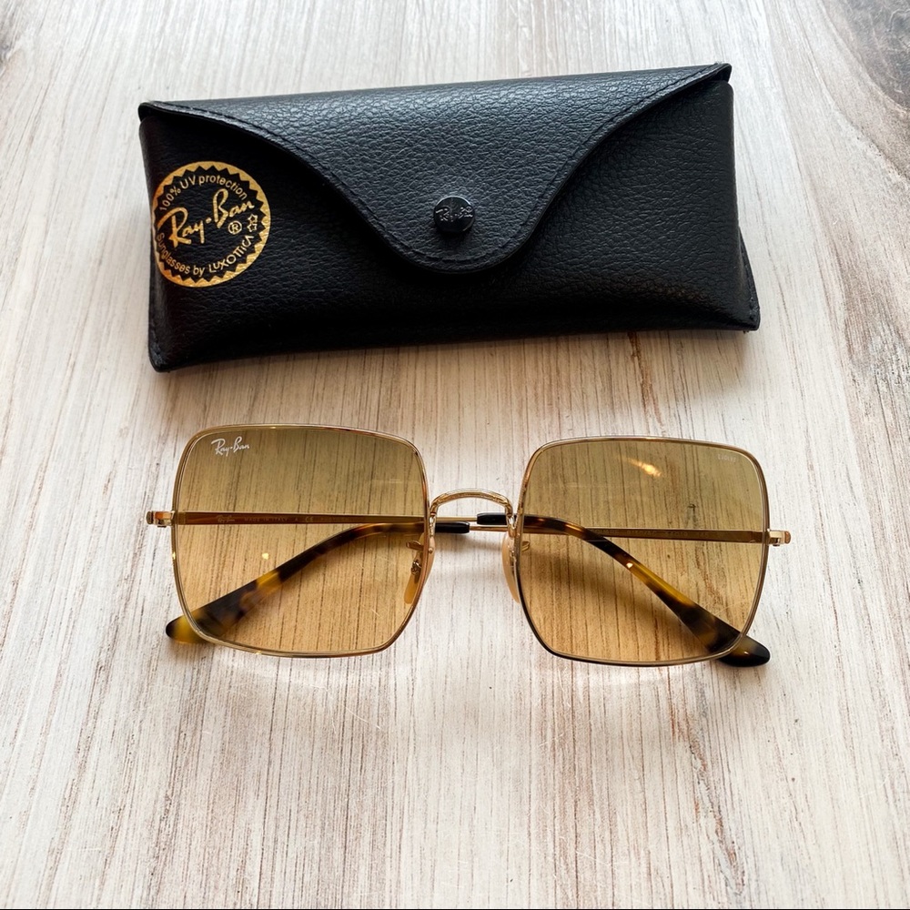 Ray-Ban Square 1971 Evolve Sunglasses Brown & Gold